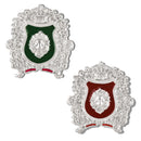 Mahi Combo of 2 Royal Crest Lion-Head-Shaped Vintage Crown Emblem Green & Maroon Enamel Designer Lapel Pin Brooch Pin for Men (CO1105866R)