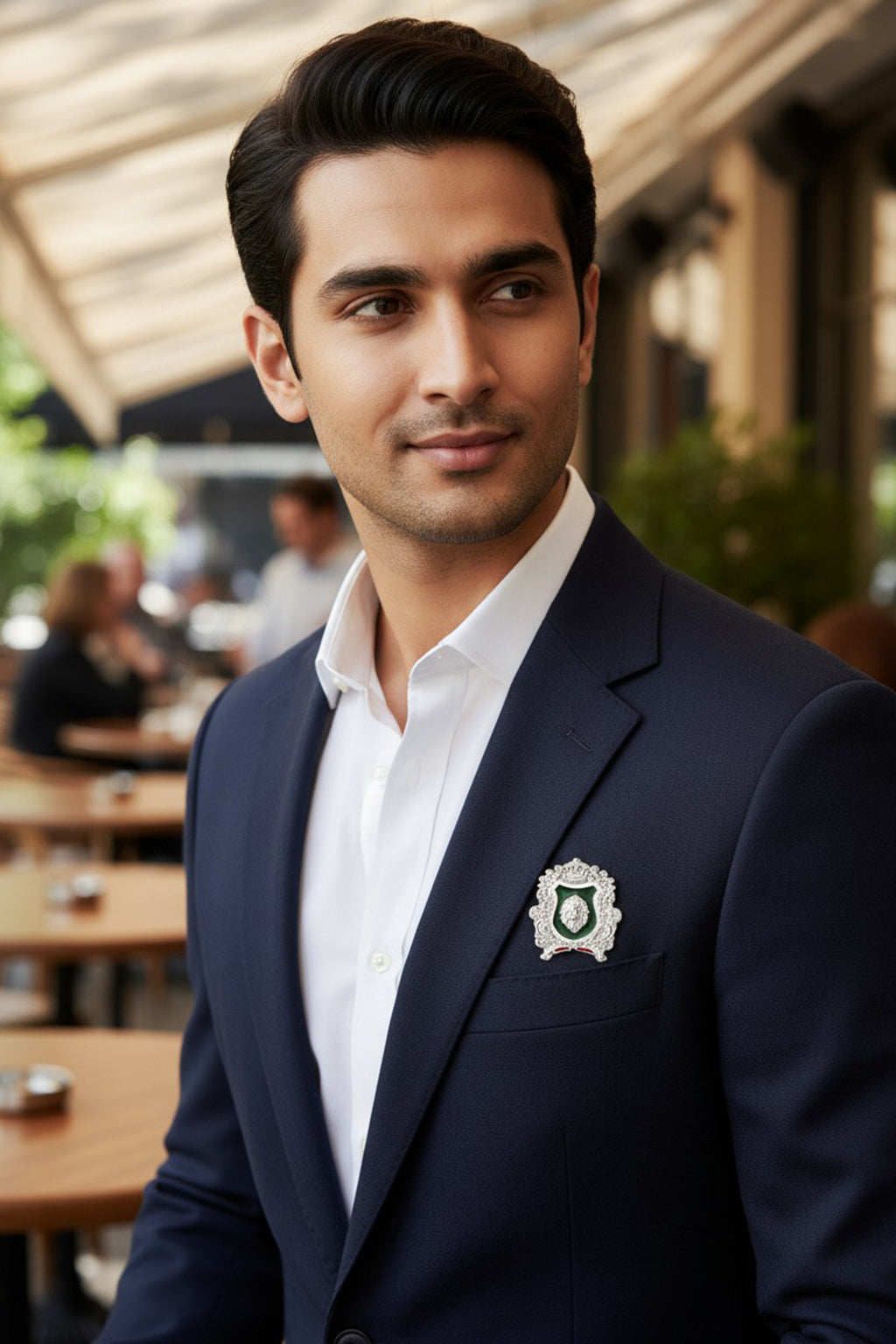 Mahi Combo of 2 Royal Crest Lion-Head-Shaped Vintage Crown Emblem Green & Maroon Enamel Designer Lapel Pin Brooch Pin for Men (CO1105866R)