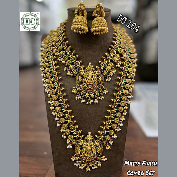 Diksha Collection Gold Plated Double Necklace Set