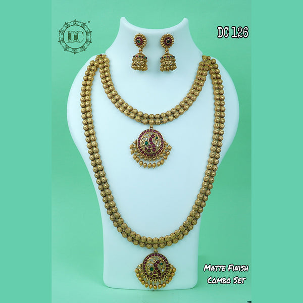 Diksha Collection Gold Plated Double Necklace Set