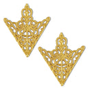 Mahi Royal Filigree Gold Tone Collar Pin Pair for Shirts, Blazers | Vintage Crown Design Shirt Accessories (CP1101255G)