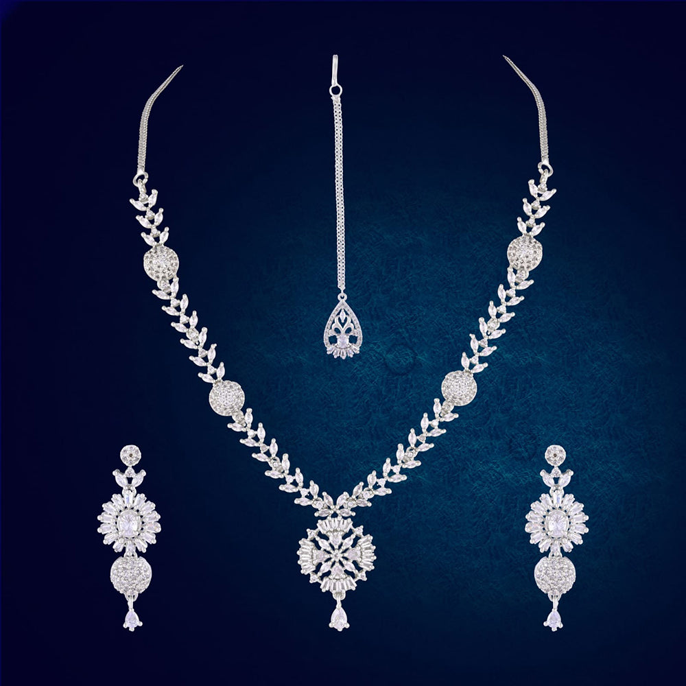 DNJ Jewelry Elegant American Diamond Statement Necklace Set Women & Girls