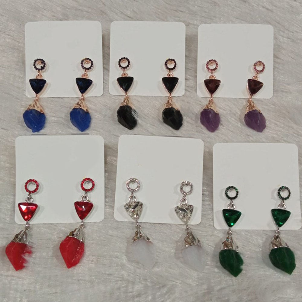 Diyu Dhyu Crystal Stone Dangler Earrings (Assorted)