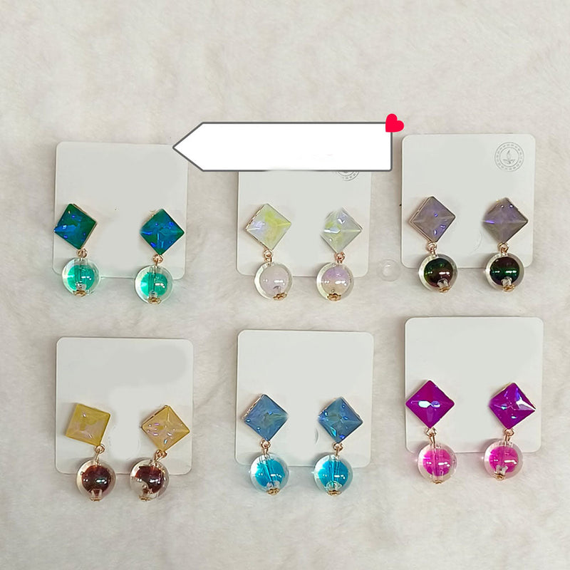 Diyu Dhyu Crystal Stone Dangler Earrings (Assorted)