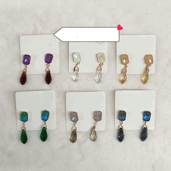 Diyu Dhyu Crystal Stone Dangler Earrings (Assorted)