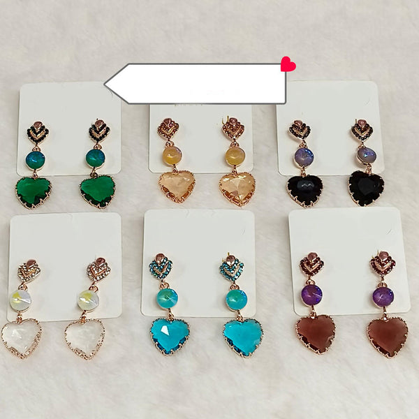 Diyu Dhyu Crystal Stone Dangler Earrings (Assorted)