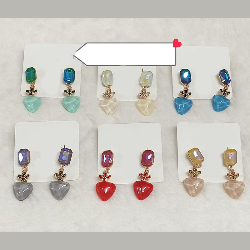 Diyu Dhyu Crystal Stone Dangler Earrings (Assorted)