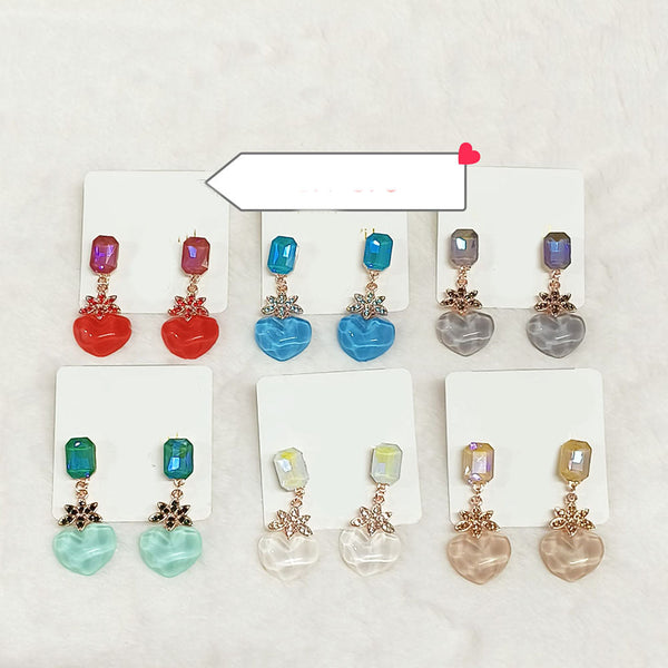 Diyu Dhyu Crystal Stone Dangler Earrings (Assorted)