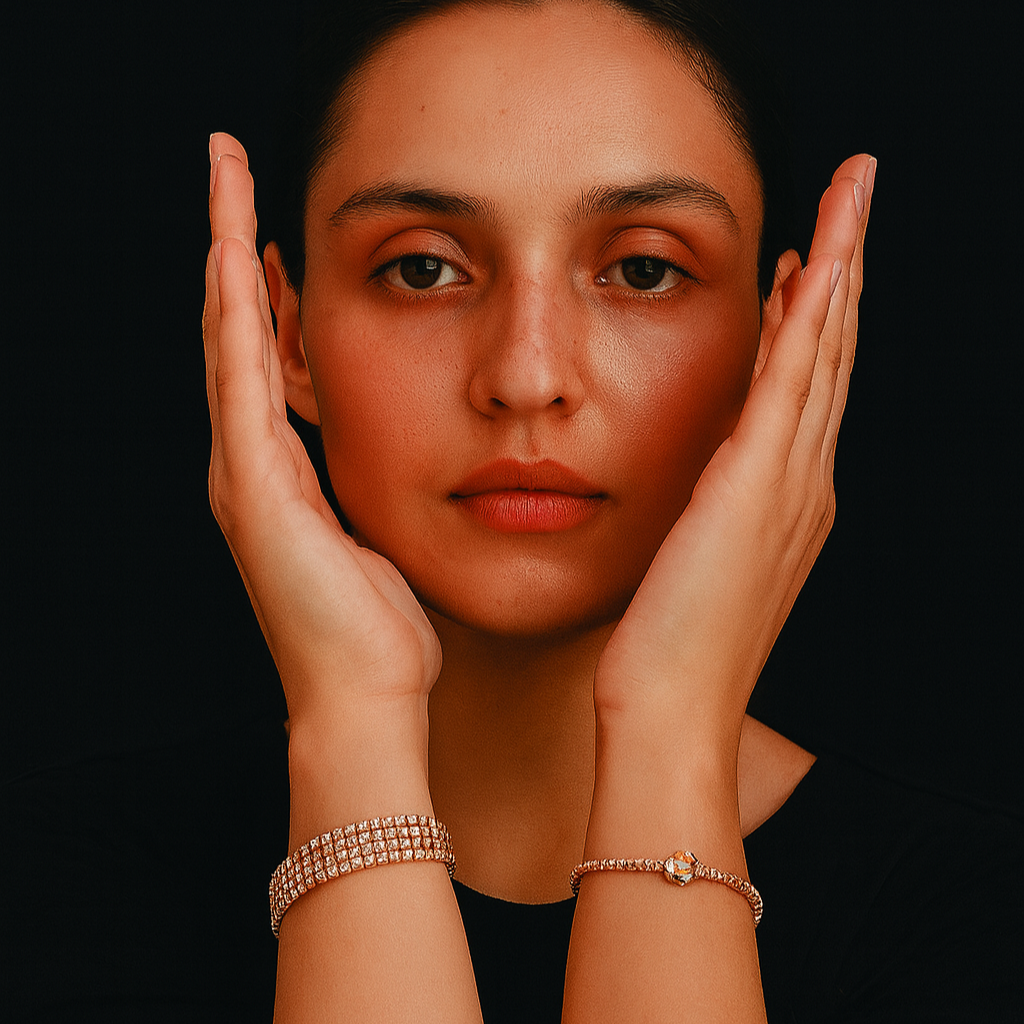 Urthn Rose Gold Plated Crystal Bracelet Combo