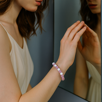 Urthn Crystal Crackle Glass Beads Stretch Bracelet - 1404753 (Pack Of 6)