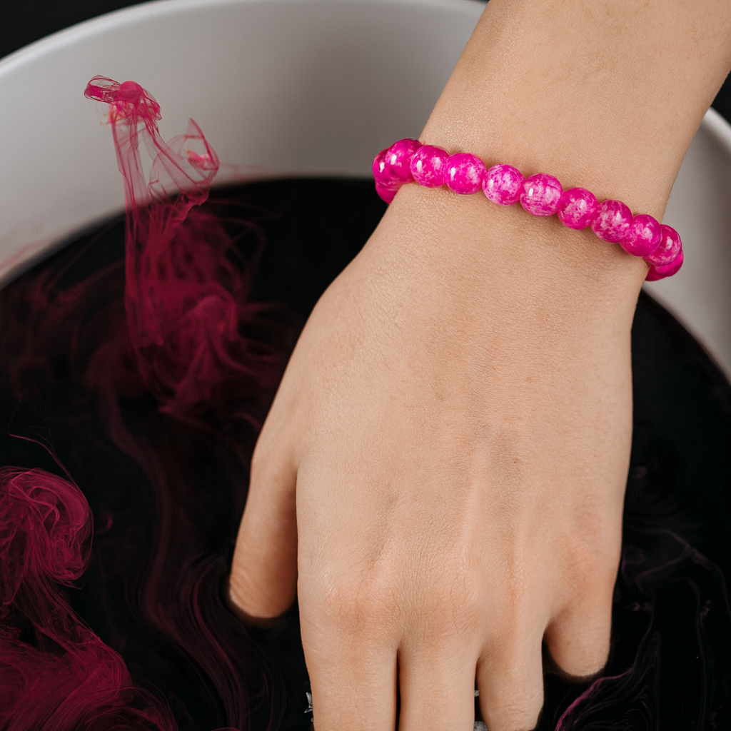 Urthn Pink Glass Beads Bracelet