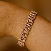 Urthn Silver Plated Crystal Stone 3 Line Bracelet