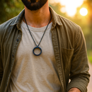 Urthn Black Ring Chain for Men & Boys