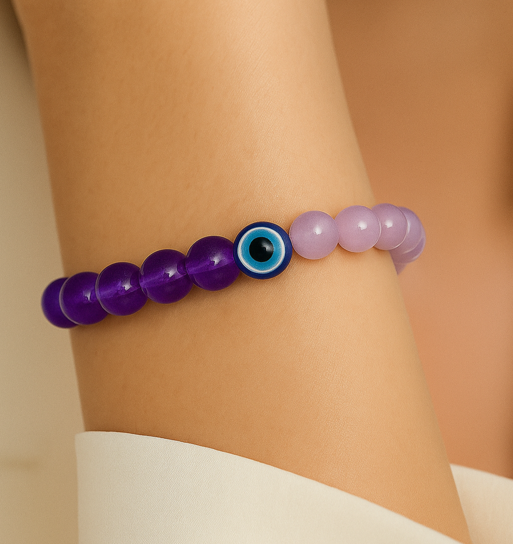Urthn Purple Evil Eye  Beads Bracelet