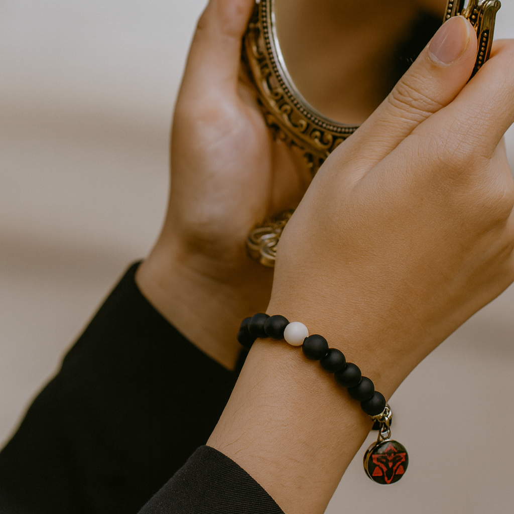 Urthn Matte Black Beads Bracelet