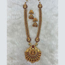 Tarangavi Copper Gold Plated Pota Stone Temple Necklace Set