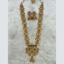 Tarangavi Copper Gold Plated Pota Stone Temple Necklace Set