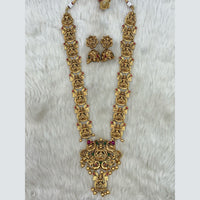 Tarangavi Copper Gold Plated Pota Stone Temple Necklace Set
