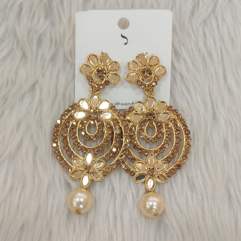 Dhwani Gold Plated Austrian Stone And Mirror Dangler Earrings