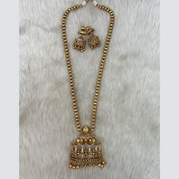 Tarangavi Copper Gold Plated Pota Stone Temple Necklace Set