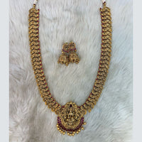 Tarangavi Copper Gold Plated Pota Stone Temple Necklace Set