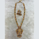 Tarangavi Copper Gold Plated Pota Stone Temple Necklace Set