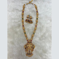 Tarangavi Copper Gold Plated Pota Stone Temple Necklace Set