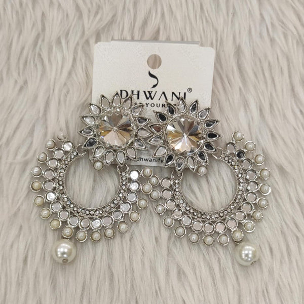 Dhwani Silver Plated Mirror Dangler Earrings