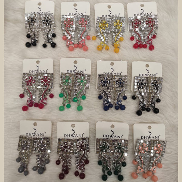 Dhwani Silver Plated Dangler Earrings (Assorted Color)