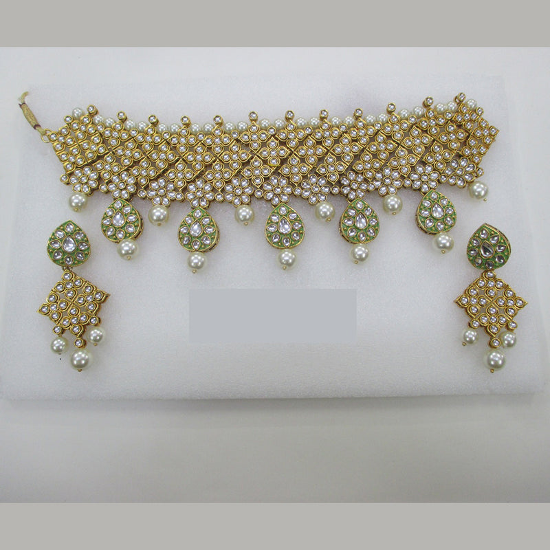 Midas Touch Gold Plated Kundan Stone Choker Necklace Set