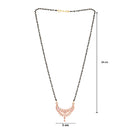 Etnico Rose Gold Plated Traditional Single Line CZ American Diamond Pendant with Black Bead Long Chain Mangalsutra for Women