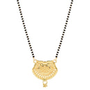 Etnico Gold Plated Traditional Single Line Pendant with Black Bead Chain Mangalsutra for Women