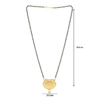 Etnico Gold Plated Traditional Single Line Pendant with Black Bead Chain Mangalsutra for Women