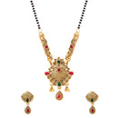 Etnico Gold Plated Traditional Pendant & Black Bead Chain Mangalsutra With Earrings For Women