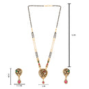 Etnico Gold Plated Traditional Studded Pendant & Black Bead Chain Mangalsutra With Earrings For Women