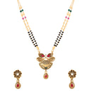 Etnico Gold Plated Traditional Pendant & Black Bead Chain Mangalsutra With Earrings For Women