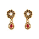 Etnico Gold Plated Traditional Pendant & Black Bead Chain Mangalsutra With Earrings For Women