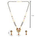 Etnico Gold Plated Traditional Pendant & Black Bead Chain Mangalsutra With Earrings For Women