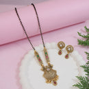 Etnico Gold Plated Traditional Pendant & Black Bead Chain Mangalsutra With Earrings For Women 