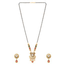 Etnico Gold Plated Traditional Pendant & Black Bead Chain Mangalsutra With Earrings For Women