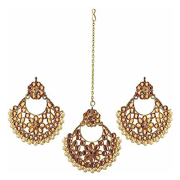 Subhag Alankar Gold Alloy Gold Jewel Set with Maangtikka