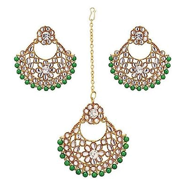 Subhag Alankar Green Alloy Jewel Set with Maangtikka