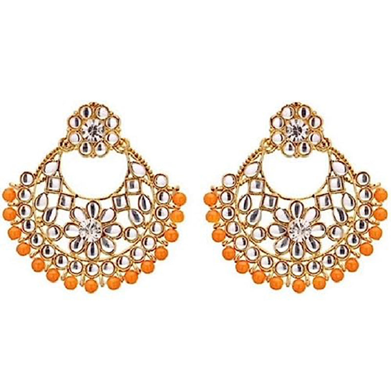 Subhag Alankar Orange Alloy Jewel Set with Maangtikka