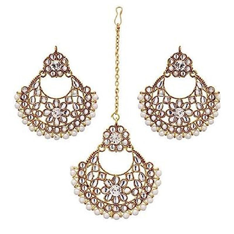 Subhag Alankar White Alloy Jewel Set with Maangtikka