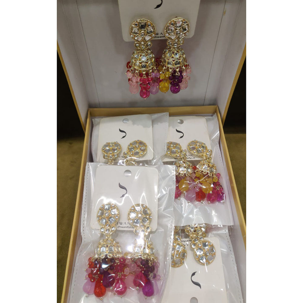 Dhwani Classic Kundan Stone Pearl And Beads Heritage Jhumki Earrings