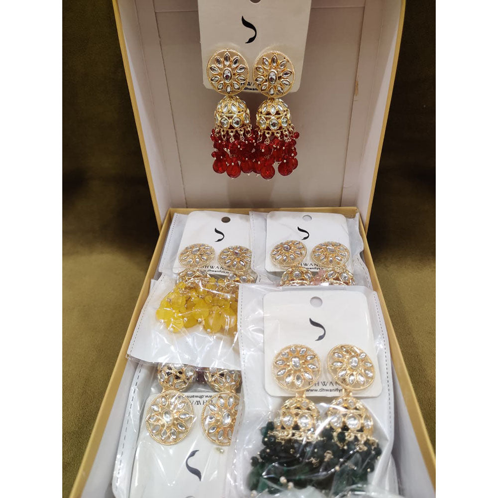 Dhwani Classic Kundan Stone Pearl And Beads Heritage Jhumki Earrings