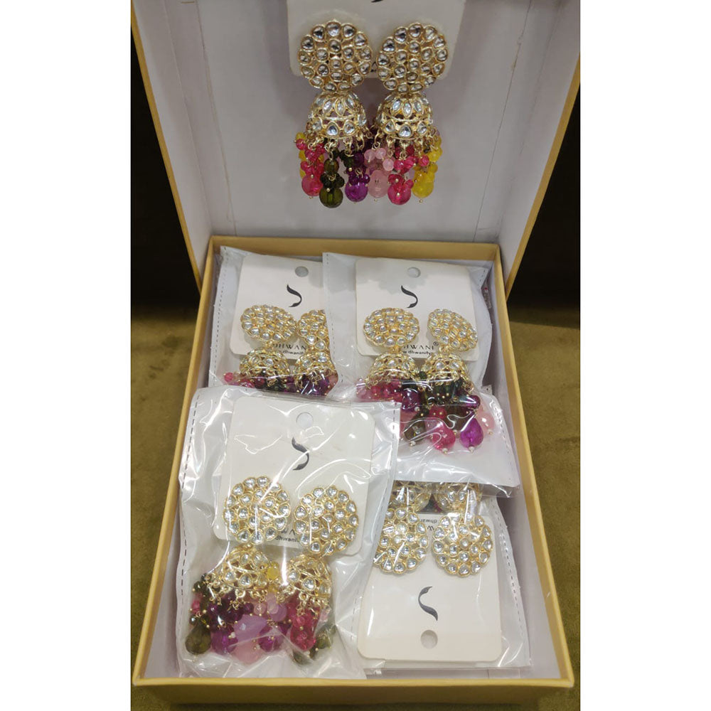 Dhwani Classic Kundan Stone Pearl And Beads Heritage Jhumki Earrings
