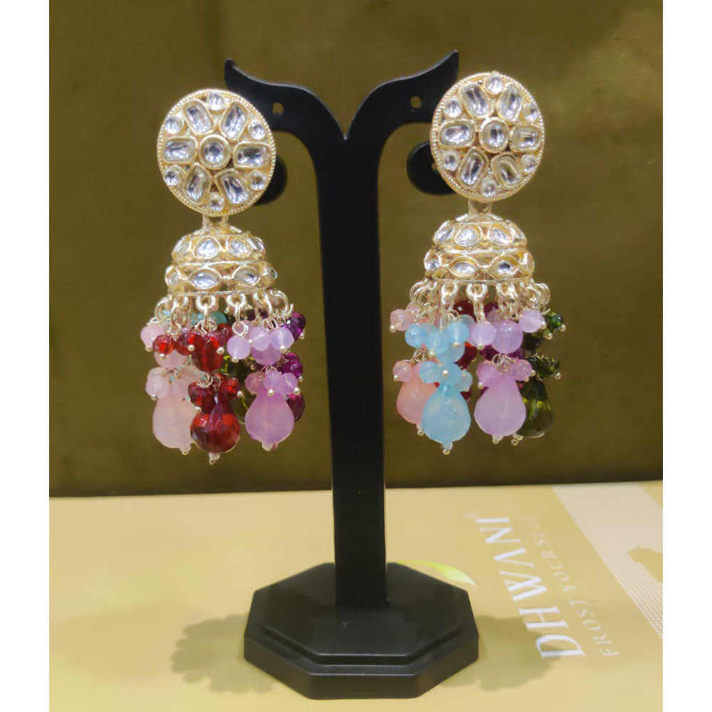 Dhwani Classic Kundan Stone Pearl And Beads Heritage Jhumki Earrings