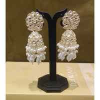 Dhwani Classic Kundan Stone Pearl And Beads Heritage Jhumki Earrings
