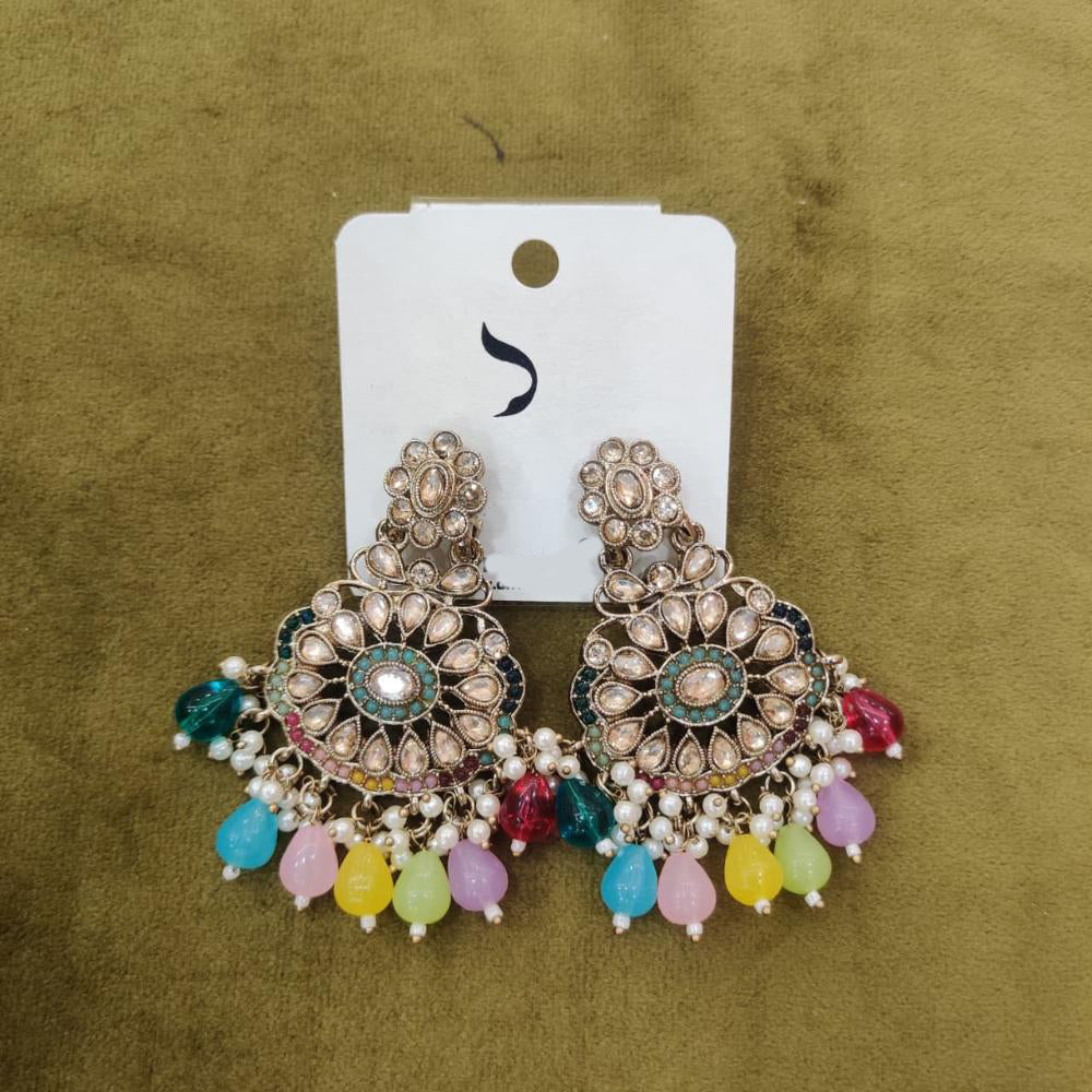 Dhwani Trendy Crystal Stone And Beads Dangler Earrings